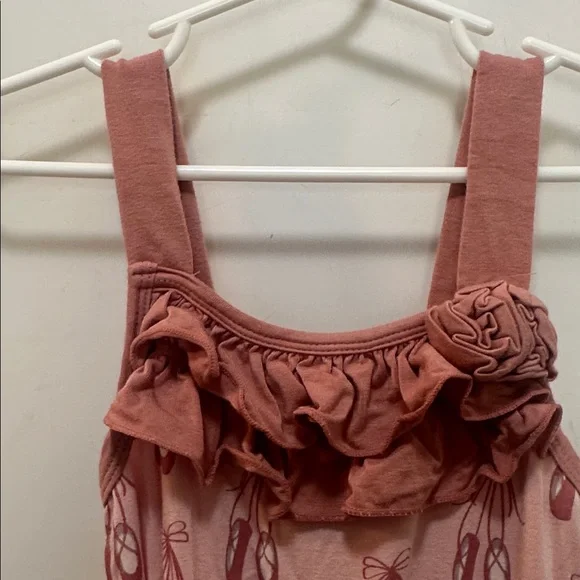 Pink Ruffled Ballet 🩰 Slipper Print Kids One Piece Romper With Pockets Size 5/6